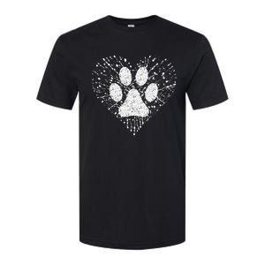 Dog Lover Dog Mom Dad Creative Heart Dog Paw Print Softstyle CVC T-Shirt