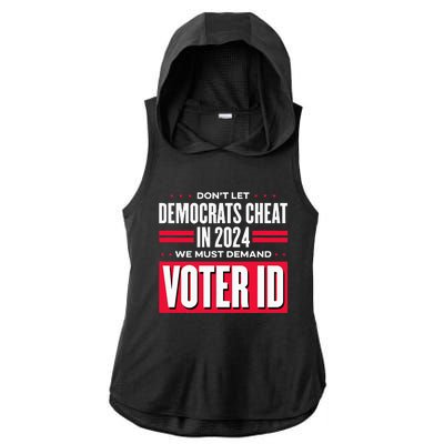 Dont Let Democrats Cheat In 2024 Ladies PosiCharge Tri-Blend Wicking Draft Hoodie Tank