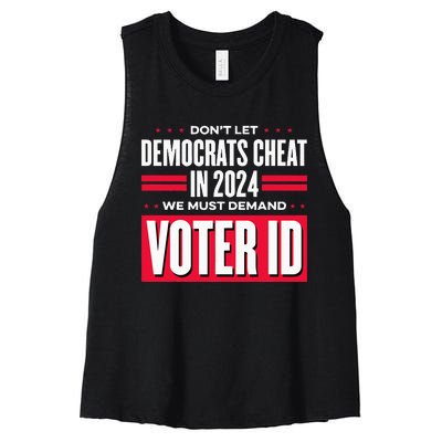 Dont Let Democrats Cheat In 2024 Women's Racerback Cropped Tank