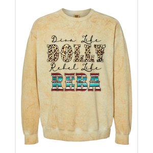 Diva Like Dolly Rebel Like Reba Leopard Texture Style Colorblast Crewneck Sweatshirt