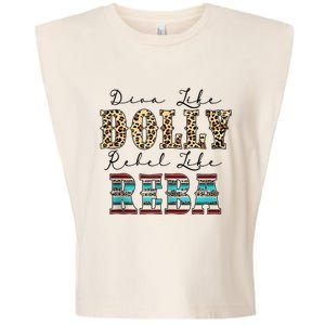 Diva Like Dolly Rebel Like Reba Leopard Texture Style Garment-Dyed Women's Muscle Tee