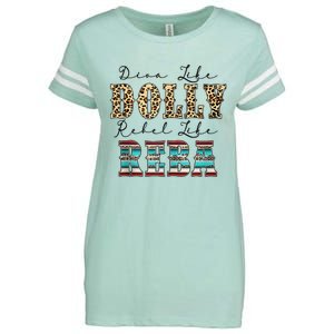 Diva Like Dolly Rebel Like Reba Leopard Texture Style Enza Ladies Jersey Football T-Shirt