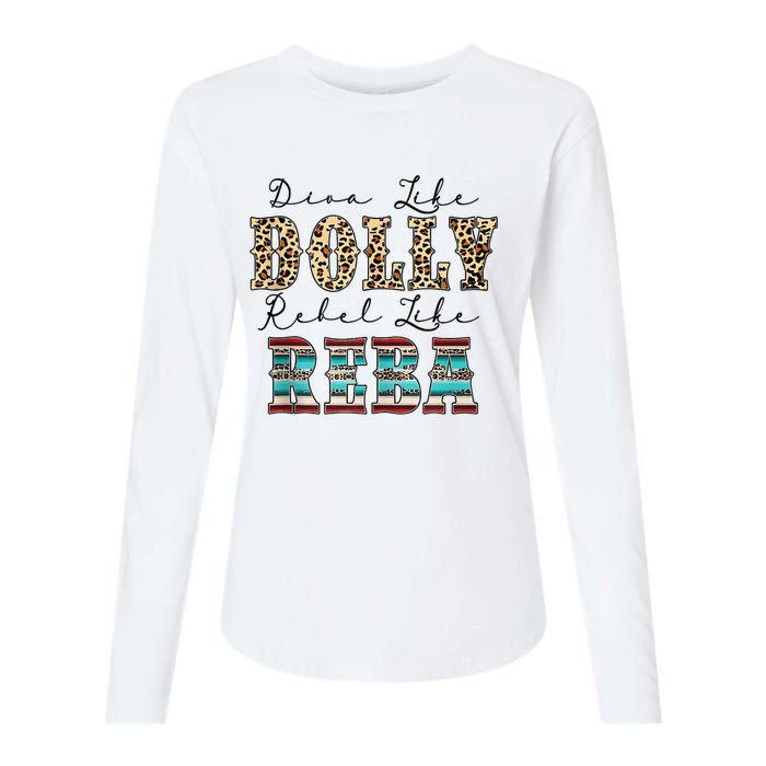 Diva Like Dolly Rebel Like Reba Leopard Texture Style Womens Cotton Relaxed Long Sleeve T-Shirt