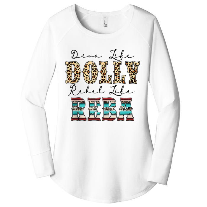 Diva Like Dolly Rebel Like Reba Leopard Texture Style Women's Perfect Tri Tunic Long Sleeve Shirt