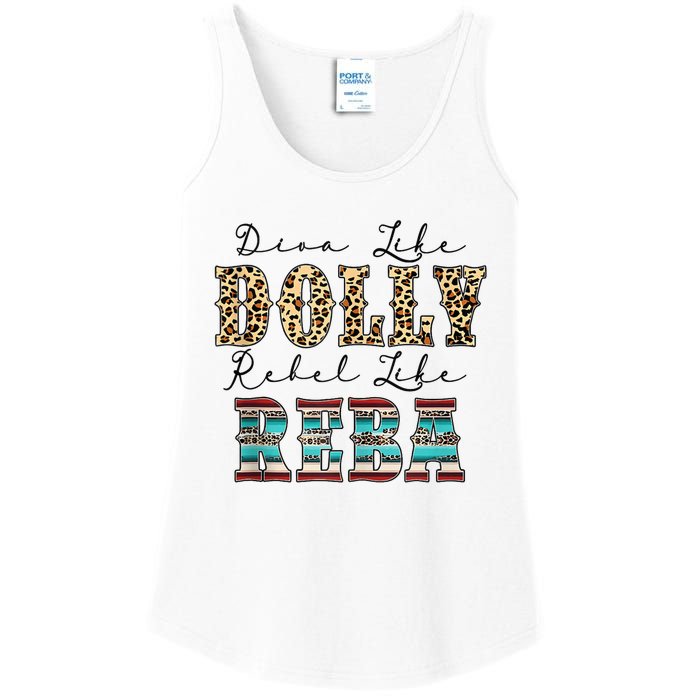 Diva Like Dolly Rebel Like Reba Leopard Texture Style Ladies Essential Tank