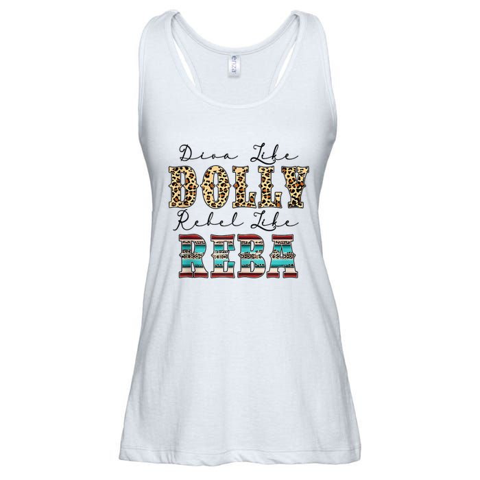 Diva Like Dolly Rebel Like Reba Leopard Texture Style Ladies Essential Flowy Tank