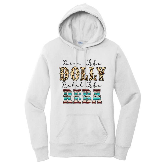 Diva Like Dolly Rebel Like Reba Leopard Texture Style Women's Pullover Hoodie