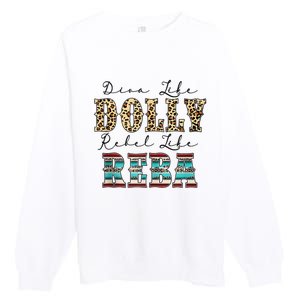 Diva Like Dolly Rebel Like Reba Leopard Texture Style Premium Crewneck Sweatshirt