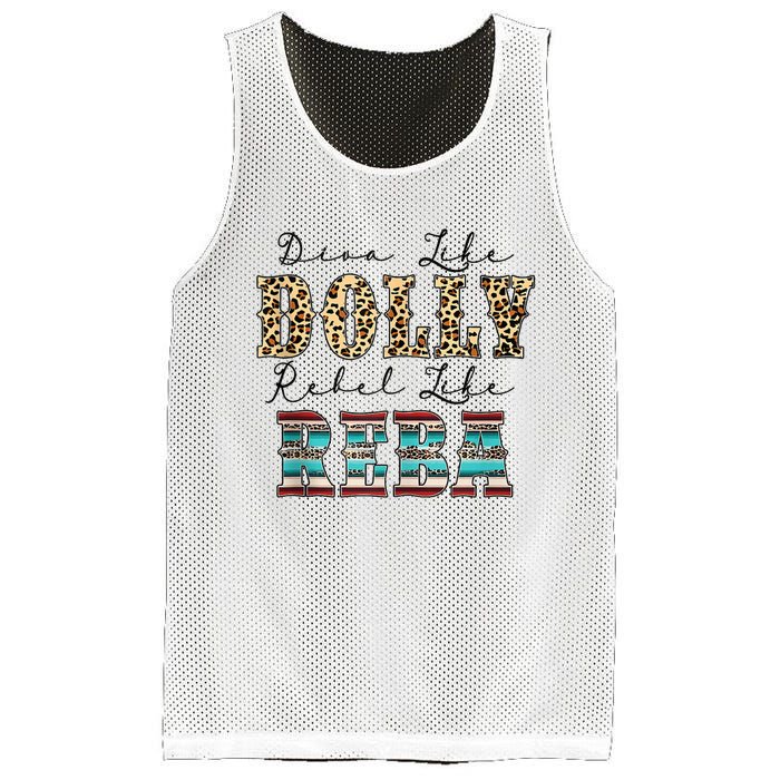 Diva Like Dolly Rebel Like Reba Leopard Texture Style Mesh Reversible Basketball Jersey Tank