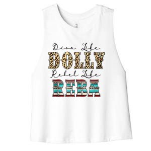 Diva Like Dolly Rebel Like Reba Leopard Texture Style Women's Racerback Cropped Tank