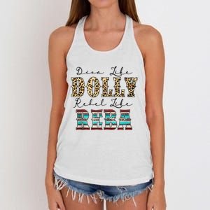 Diva Like Dolly Rebel Like Reba Leopard Texture Style Women's Knotted Racerback Tank