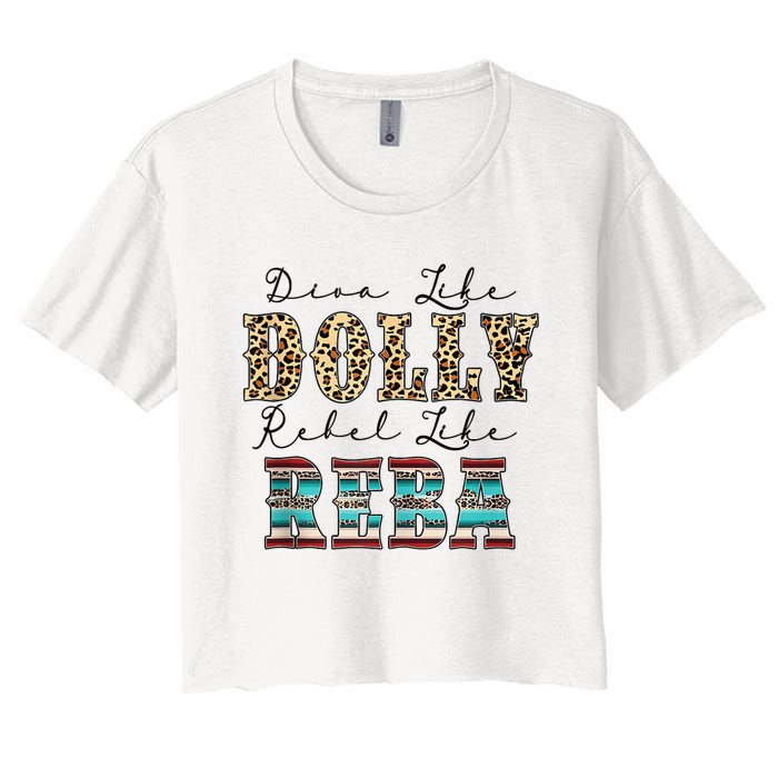 Diva Like Dolly Rebel Like Reba Leopard Texture Style Women's Crop Top Tee