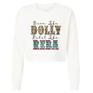 Diva Like Dolly Rebel Like Reba Leopard Texture Style Cropped Pullover Crew