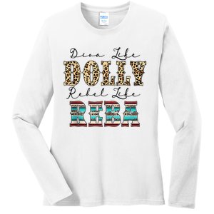 Diva Like Dolly Rebel Like Reba Leopard Texture Style Ladies Long Sleeve Shirt