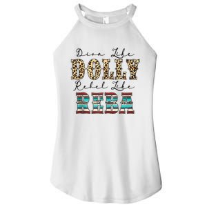 Diva Like Dolly Rebel Like Reba Leopard Texture Style Women's Perfect Tri Rocker Tank