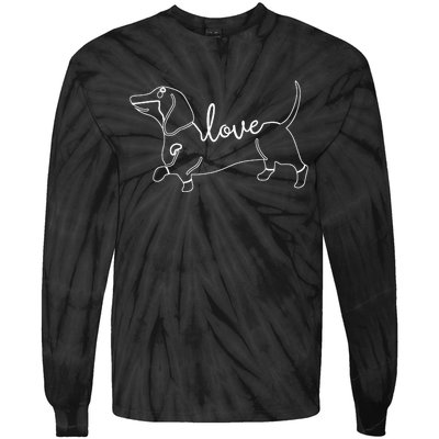 Dachshund Love Doxie Wiener Dog & Puppy Tie-Dye Long Sleeve Shirt