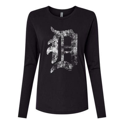 Detroit Letter Womens Cotton Relaxed Long Sleeve T-Shirt