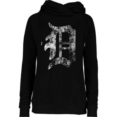 Detroit Letter Womens Funnel Neck Pullover Hood