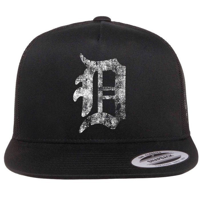 Detroit Letter Flat Bill Trucker Hat