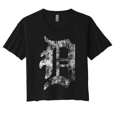 Detroit Letter Women's Crop Top Tee