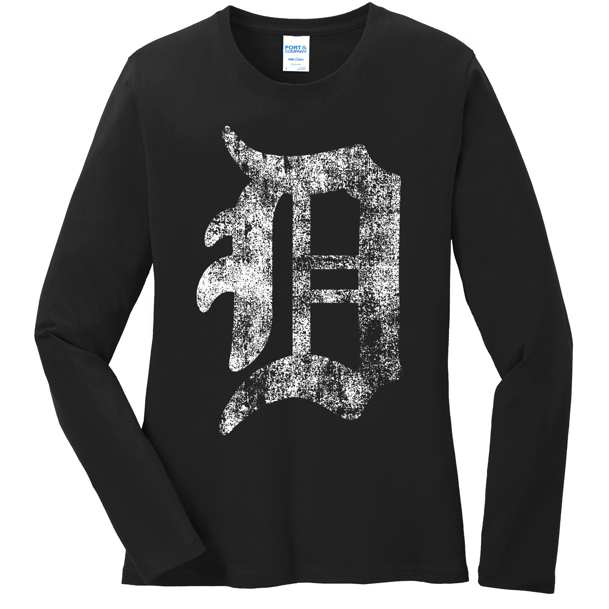 Detroit Letter Ladies Long Sleeve Shirt