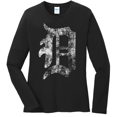 Detroit Letter Ladies Long Sleeve Shirt