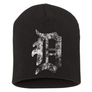 Detroit Letter Short Acrylic Beanie