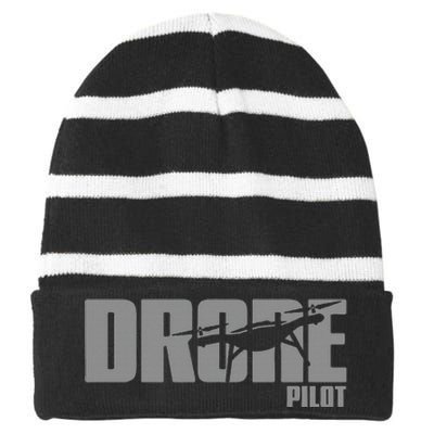 Drone Life Design For Drone Pilot And Drone Operator Striped Beanie with Solid Band