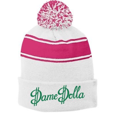 Damian Lillard Dame Dolla Hardwork & Humility Stripe Pom Pom Beanie