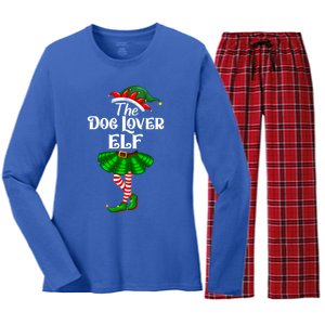 Dog Lover Elf Christmas Costume Matching Family Elf Squad Gift Women's Long Sleeve Flannel Pajama Set 