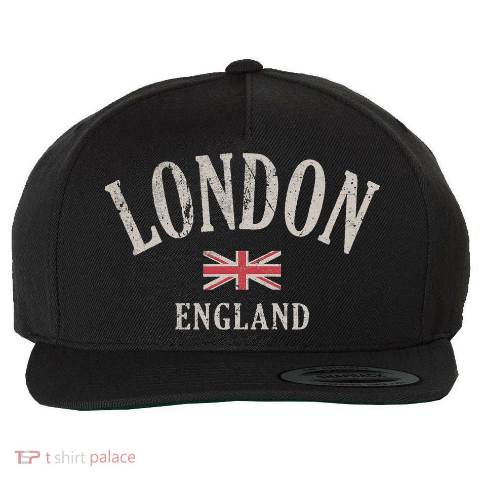 Distressed London England Uk Flag Wool Snapback Cap