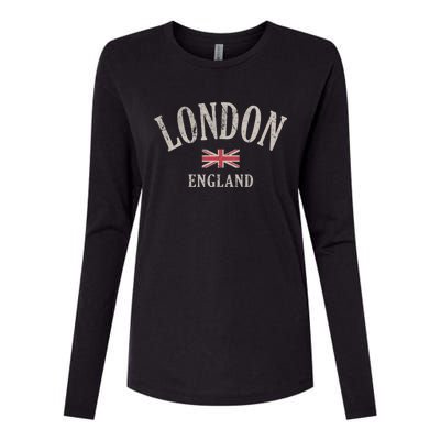 Distressed London England Uk Flag Womens Cotton Relaxed Long Sleeve T-Shirt