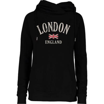 Distressed London England Uk Flag Womens Funnel Neck Pullover Hood