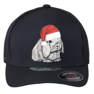 Dwarf Lop Eared Bunny Rabbit In Santa Claus Christmas Hat Gift Flexfit Unipanel Trucker Cap