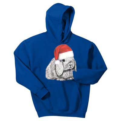 Dwarf Lop Eared Bunny Rabbit In Santa Claus Christmas Hat Gift Kids Hoodie