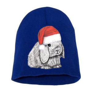 Dwarf Lop Eared Bunny Rabbit In Santa Claus Christmas Hat Gift Short Acrylic Beanie