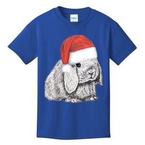 Dwarf Lop Eared Bunny Rabbit In Santa Claus Christmas Hat Gift Kids T-Shirt