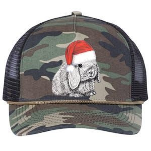 Dwarf Lop Eared Bunny Rabbit In Santa Claus Christmas Hat Gift Retro Rope Trucker Hat Cap