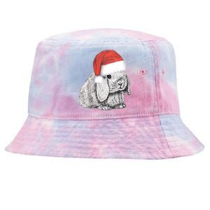 Dwarf Lop Eared Bunny Rabbit In Santa Claus Christmas Hat Gift Tie-Dyed Bucket Hat