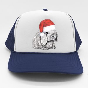 Dwarf Lop Eared Bunny Rabbit In Santa Claus Christmas Hat Gift Trucker Hat