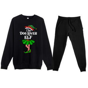 Dog Lover Elf Christmas Costume Matching Family Elf Squad Gift Premium Crewneck Sweatsuit Set