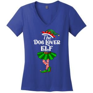 Dog Lover Elf Christmas Costume Matching Family Elf Squad Gift Women's V-Neck T-Shirt