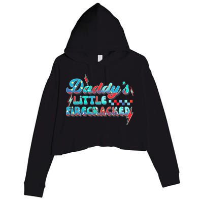Daddys Little Firecracker Happy 4th Of July Independence Gift Crop Fleece Hoodie