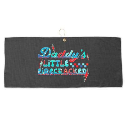 Daddys Little Firecracker Happy 4th Of July Independence Gift Large Microfiber Waffle Golf Towel