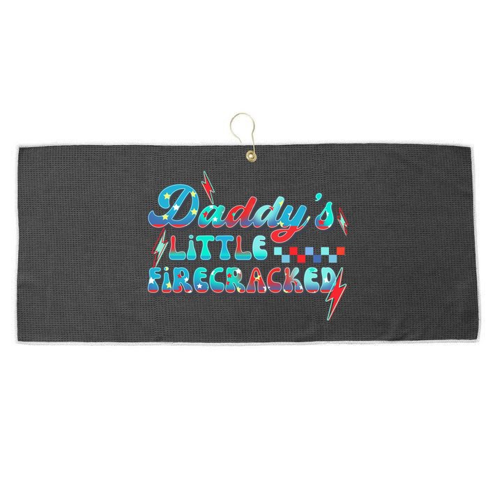 Daddys Little Firecracker Happy 4th Of July Independence Gift Large Microfiber Waffle Golf Towel