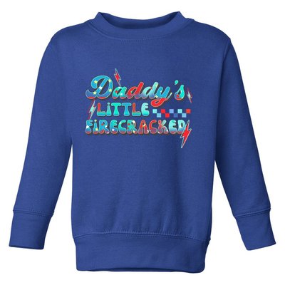 Daddys Little Firecracker Happy 4th Of July Independence Gift Toddler Sweatshirt