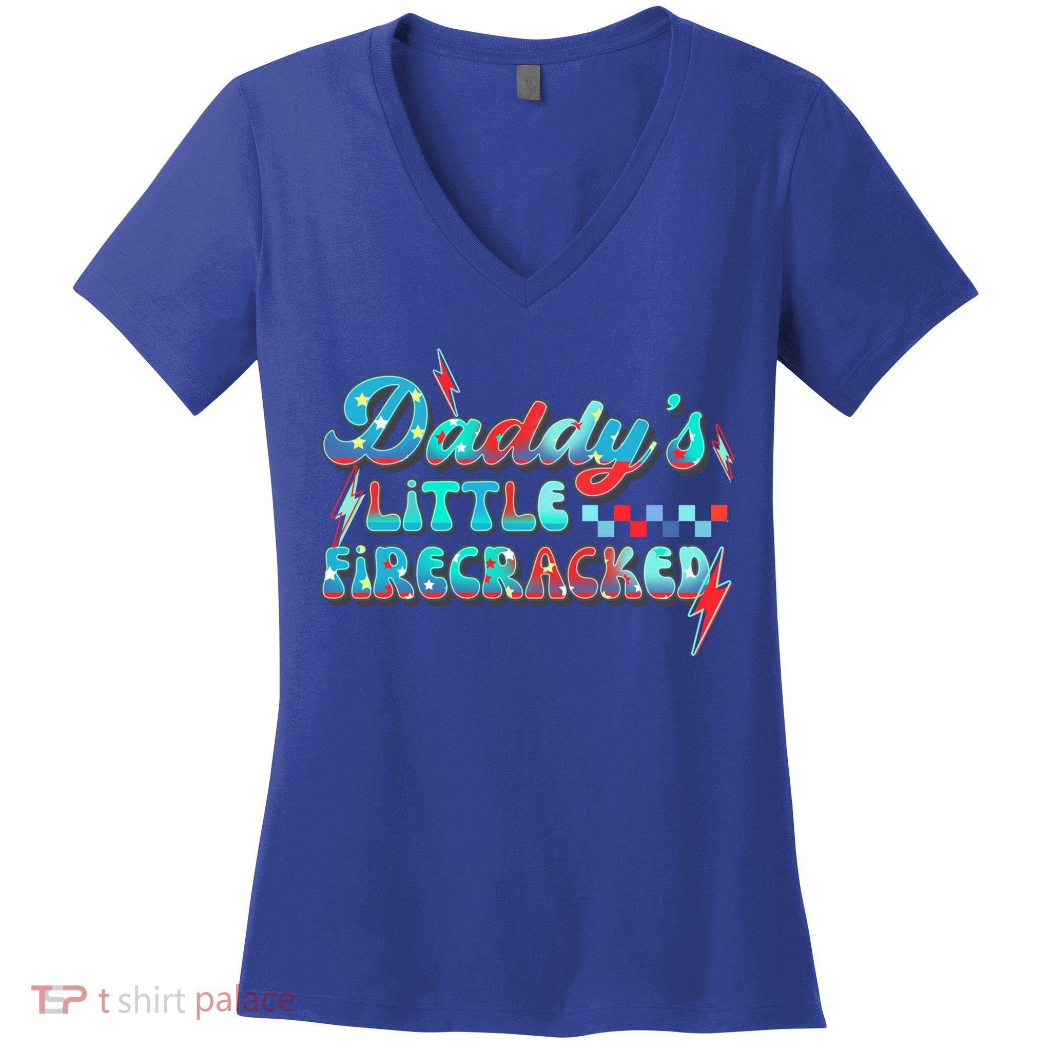 Daddys Little Firecracker Happy 4th Of July Independence Gift Women's V-Neck T-Shirt