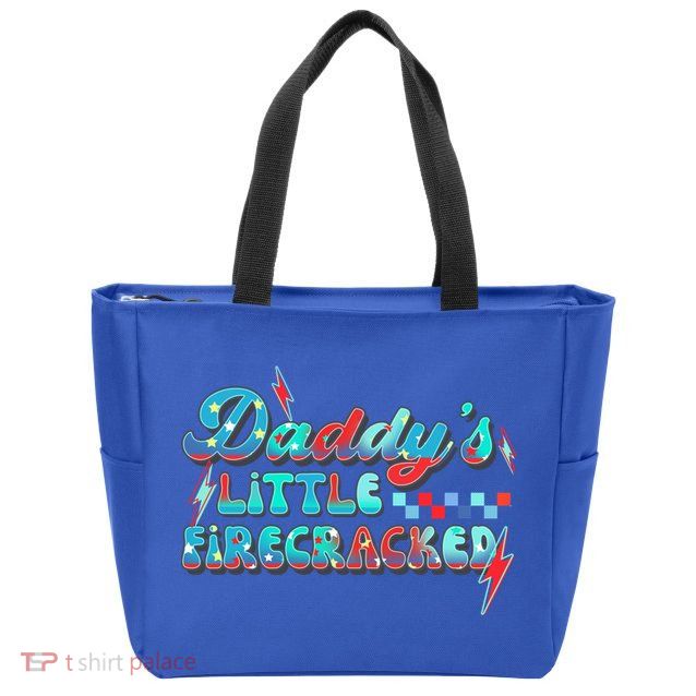 Daddys Little Firecracker Happy 4th Of July Independence Gift Zip Tote Bag