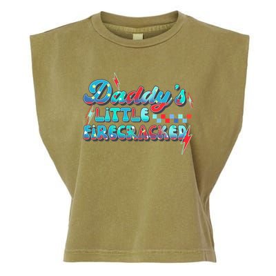 Daddys Little Firecracker Happy 4th Of July Independence Gift Garment-Dyed Women's Muscle Tee