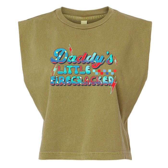 Daddys Little Firecracker Happy 4th Of July Independence Gift Garment-Dyed Women's Muscle Tee